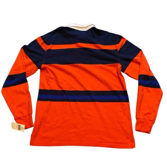 NWT Chaps Classic Rugby Long Sleeve Polo Youth XL (18-20) Navy Orange - Picture 2 of 5